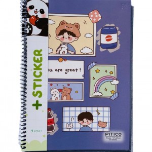 دفتر فنری ۴خط مجلد استیکر دار ۶۰برگ پیتیکو کد ۳۷۶