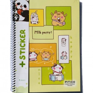 دفتر فنری ۴خط مجلد استیکر دار ۶۰برگ پیتیکو کد ۳۷۶