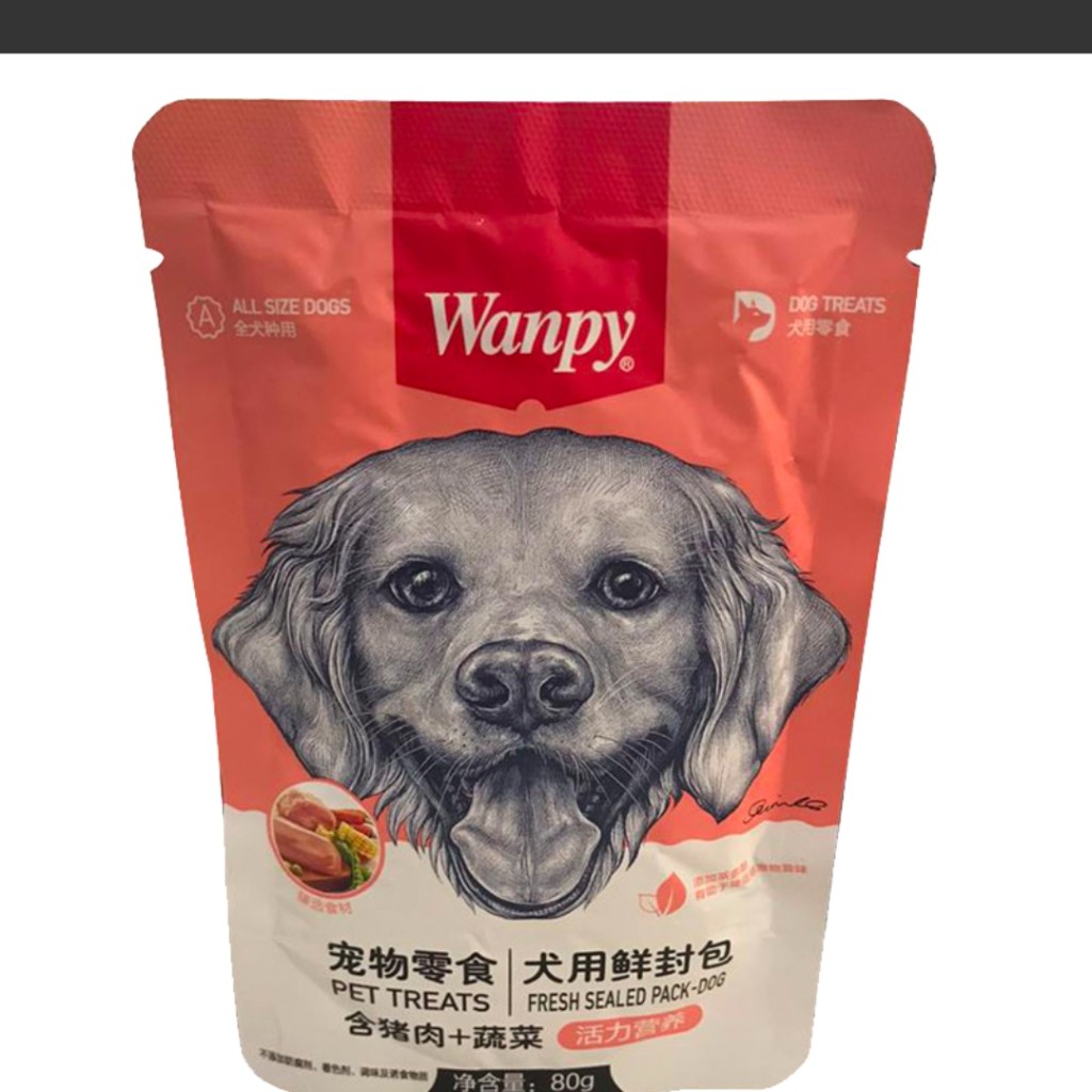 پوچ سگ ونپی با طعم گوشت خوک و سبزیجات Wanpy Pork & Vegetable وزن ۸۰ گرم