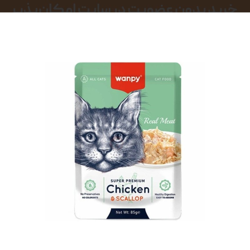 پوچ گربه ونپی با طعم مرغ و گوش ماهی Wanpy Cat Pouch Chicken And Scallop وزن 85 گرم