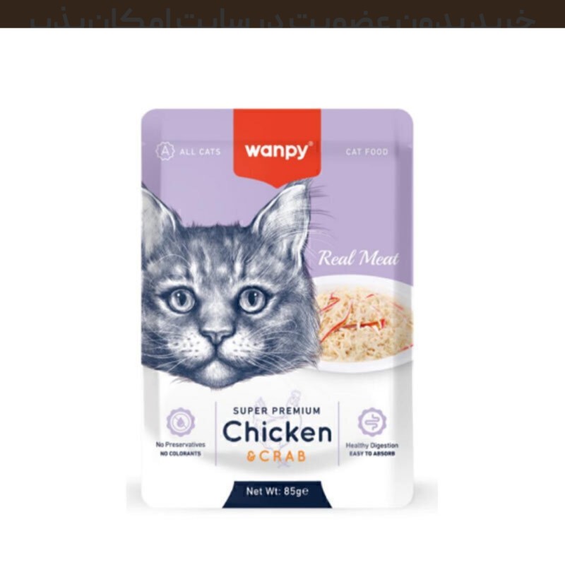 پوچ گربه ونپی با طعم مرغ و خرچنگ Wanpy Cat Pouch Chicken And Crab بسته 12 عددی