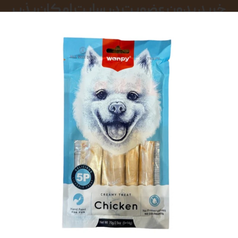 بستنی سگ ونپی با طعم مرغ Wanpy Dog Creamy Treat With Chicken بسته 5 عددی