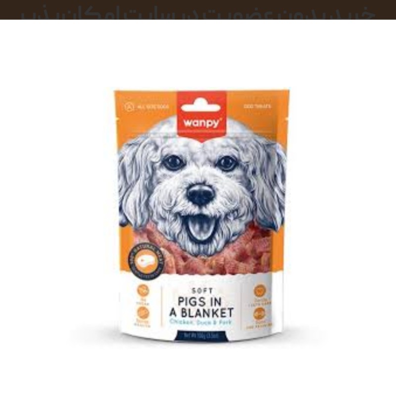 تشویقی سگ ونپی مدل دور پیچ خوک Pig in a Blanket وزن 100 گرم