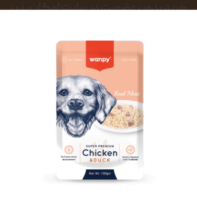 پوچ سگ ونپی با طعم مرغ و اردک Wanpy Super Premium Chicken & Duck وزن 100 گرم