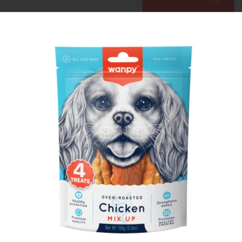 تشویقی سگ ونپی مدل میکس آپ Wanpy Mix Up Four Treats With Chicken وزن 150 گرم