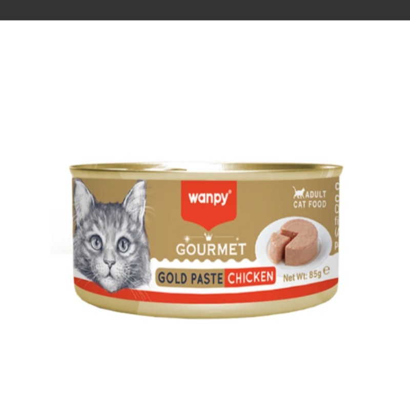 کنسرو غذای گربه ونپی مدل گورمت با طعم مرغ Wanpy Gourmet Gold Paste With Chicken وزن 85 گرم