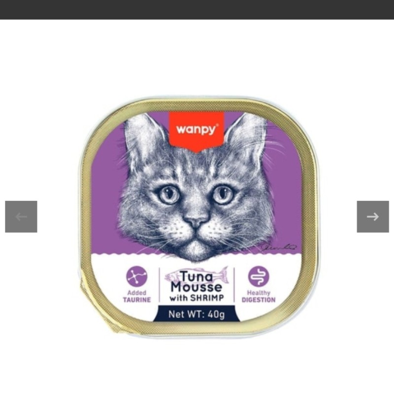 ووم گربه ونپی با طعم ماهی تن و میگو Wanpy Tuna Mousse With Shrimp وزن 40 گرم