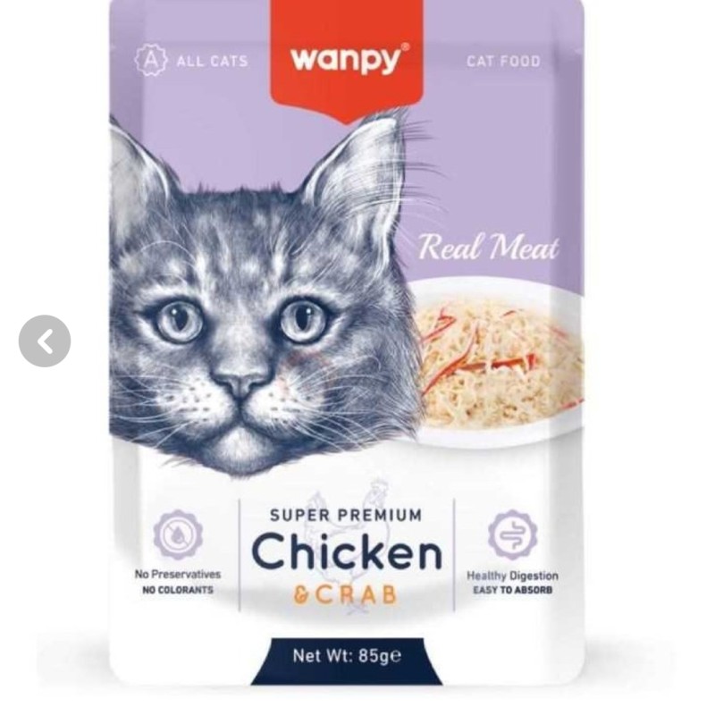 پوچ گربه ونپی با طعم مرغ و خرچنگ Wanpy Chicken & Crab وزن 85 گرم