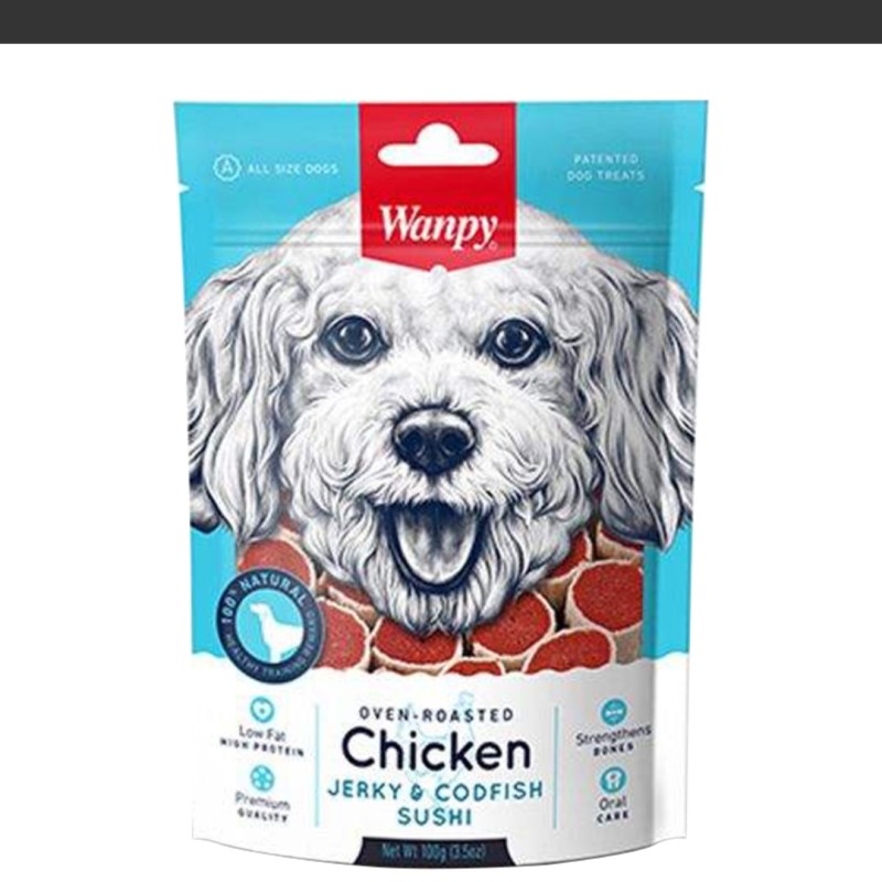 تشویقی سگ ونپی مدل Chicken Jerky & Biscuit وزن 100 گرم