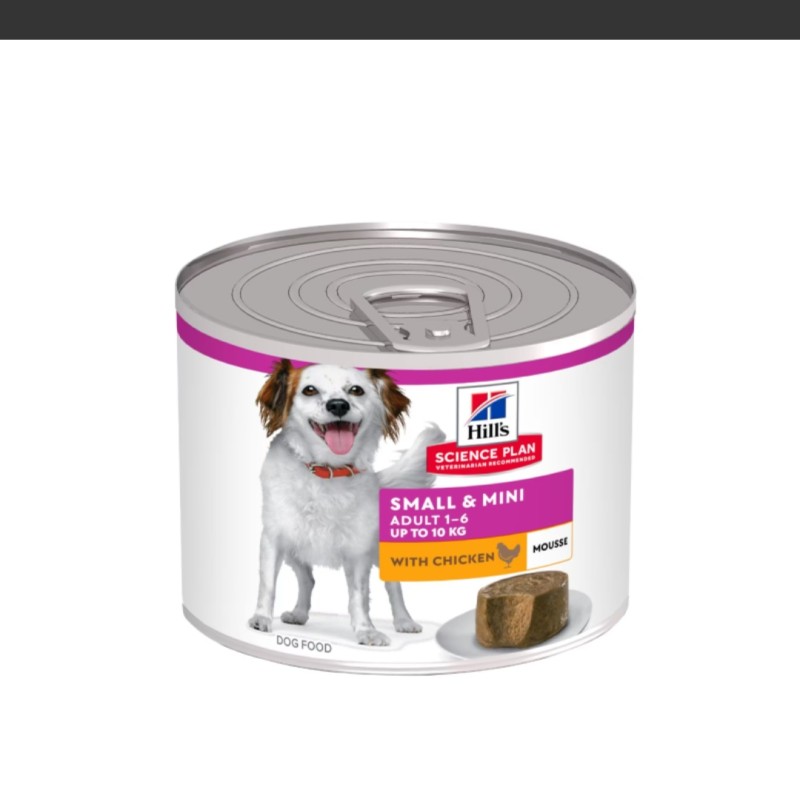کنسرو موس سگ هیلز مخصوص سگ‌های بالغ نژاد کوچک با طعم مرغ Hill's Dog Mousse Small & Mini وزن 200 گرم