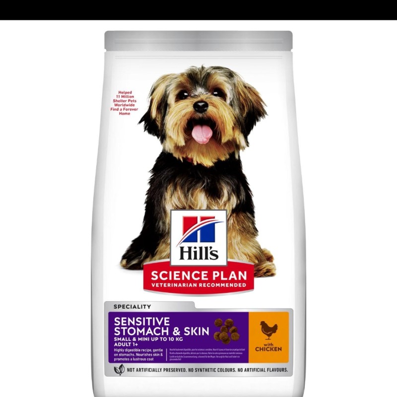 غذای خشک سگ نژاد کوچک هیلز مدل Sensitive Stomach and Skin وزن 1.5 کیلوگرم