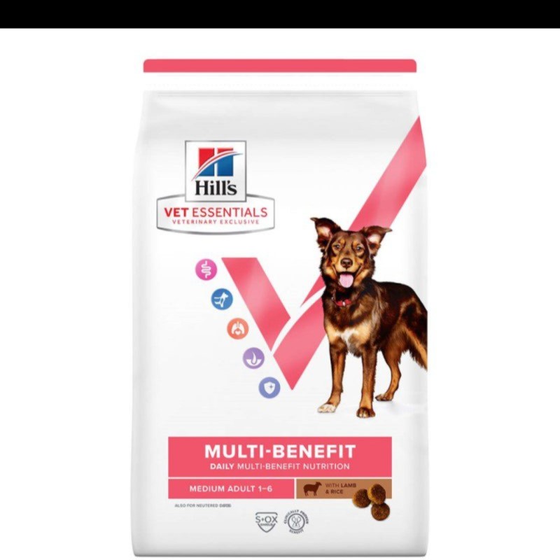 غذای خشک سگ نژاد متوسط هیلز مدل Multi-Benefit با طعم بره و برنج