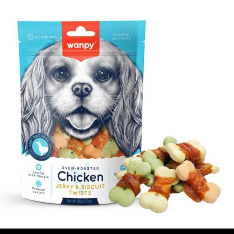 تشویقی بیسکویتی سگ دورپیچ مرغ ونپی _ ۱۰۰ گرم