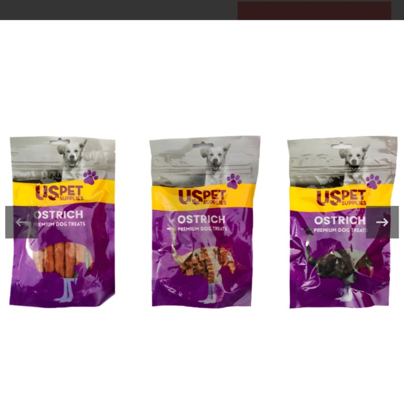تشویقی سگ یو اس پت مدل پک گوشت شترمرغ USPet Ostrich Pack بسته 3 عددی