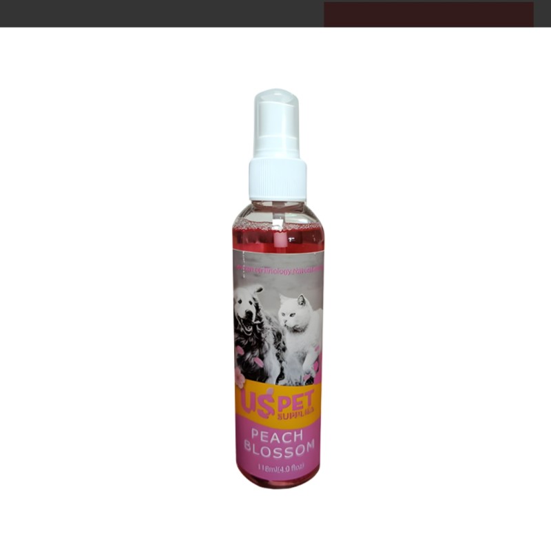 اسپری خوشبوکننده سگ و گربه یو اس پت رایحه شکوفه هلو USPet Peach Blossom Deodorant حجم 118 میل