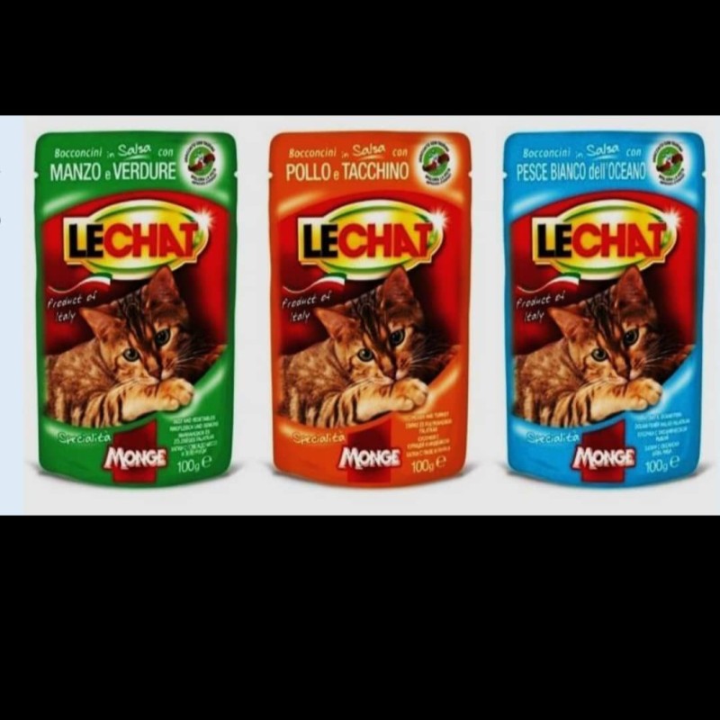 پوچ مونژه سوپرپریوم گربه با سه طعم مرغ و بوقلمون،ماهی اقیانوسی،گوشت گوساله و سبزیجات