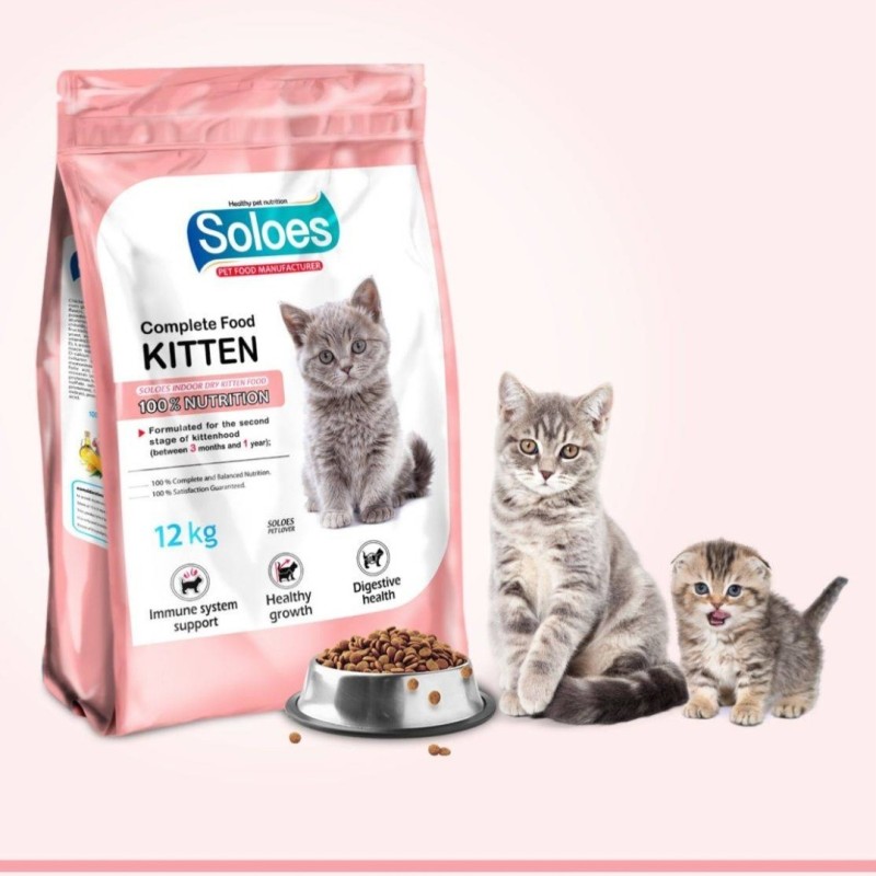 سولو اس (Soloes) - غذای خشک گربه 12 کیلویی 🔸️مدل: کیتن 🔹️طعم: مرغ، ماهی و سبزیجات 🔸️محصول اسپانیا