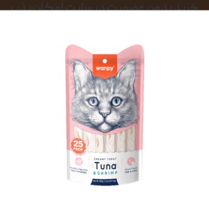 بستنی گربه ونپی با طعم ماهی تن و میگو Wanpy Cat Treat Tuna & Shrimp بسته 25 عددی
