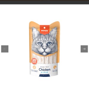 بستنی گربه ونپی با طعم مرغ و خرچنگ Wanpy Cat Treat Chicken & Crab بسته 25 عددی
