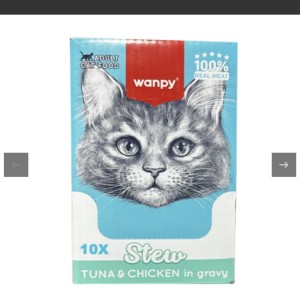 پوچ خورشتی گربه ونپی مدل استیو با طعم تن و مرغ Wanpy Stew With Tuna & Chicken in Gravy بسته 10 عددی