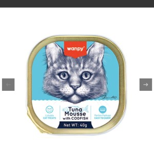 ووم گربه ونپی با طعم ماهی تن و کاد Wanpy Tuna Mousse With Cod وزن 40 گرم