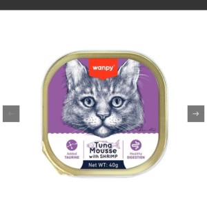 ووم گربه ونپی با طعم ماهی تن و میگو Wanpy Tuna Mousse With Shrimp وزن 40 گرم