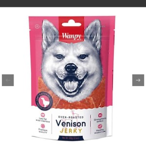 تشویقی سگ ونپی با طعم گوشت گوزن Wanpy Venison Jerky وزن 100 گرم