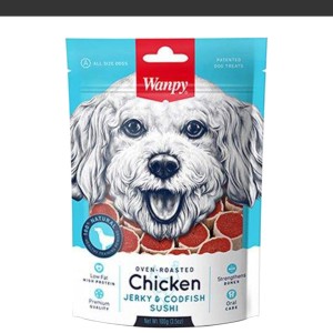 تشویقی سگ ونپی مدل Chicken Jerky & Codfish Sushi وزن 100 گرم