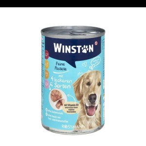 کنسرو سگ وینستون با طعم گوشت گاو و مرغ و بوقلمون و خوک وزن 400 گرم