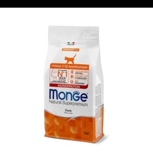 غذای خشک بچه گربه طعم اردک مونژه – Monge Superpremium Monoprotein Kitten Duck – وزن ۱.۵کیلوگرم