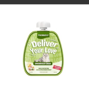پودینگ گربه پت مترو مدل آنتی هیربال طعم مرغ و علف گربه Pet Metro Chicken & Cat Grass وزن 60 گرم