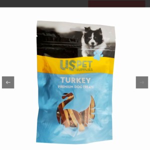 تشویقی سگ یو اس پت مدل پک گوشت بوقلمون USPet Turkey Pack بسته 4 عددی