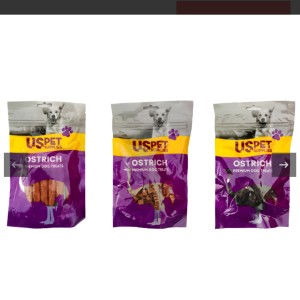 تشویقی سگ یو اس پت مدل پک گوشت شترمرغ USPet Ostrich Pack بسته 3 عددی