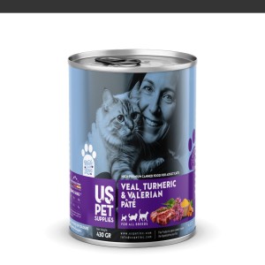 کنسرو غذای گربه یو اس پت مدل های پریمیوم با طعم گوشت گوساله و زردچوبه و سنبل الطیب وزن 430 گرم