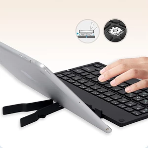 خرید کیبورد بی‌سیم تاشو شارژی هارمونیکا با استند موبایل و تبلت