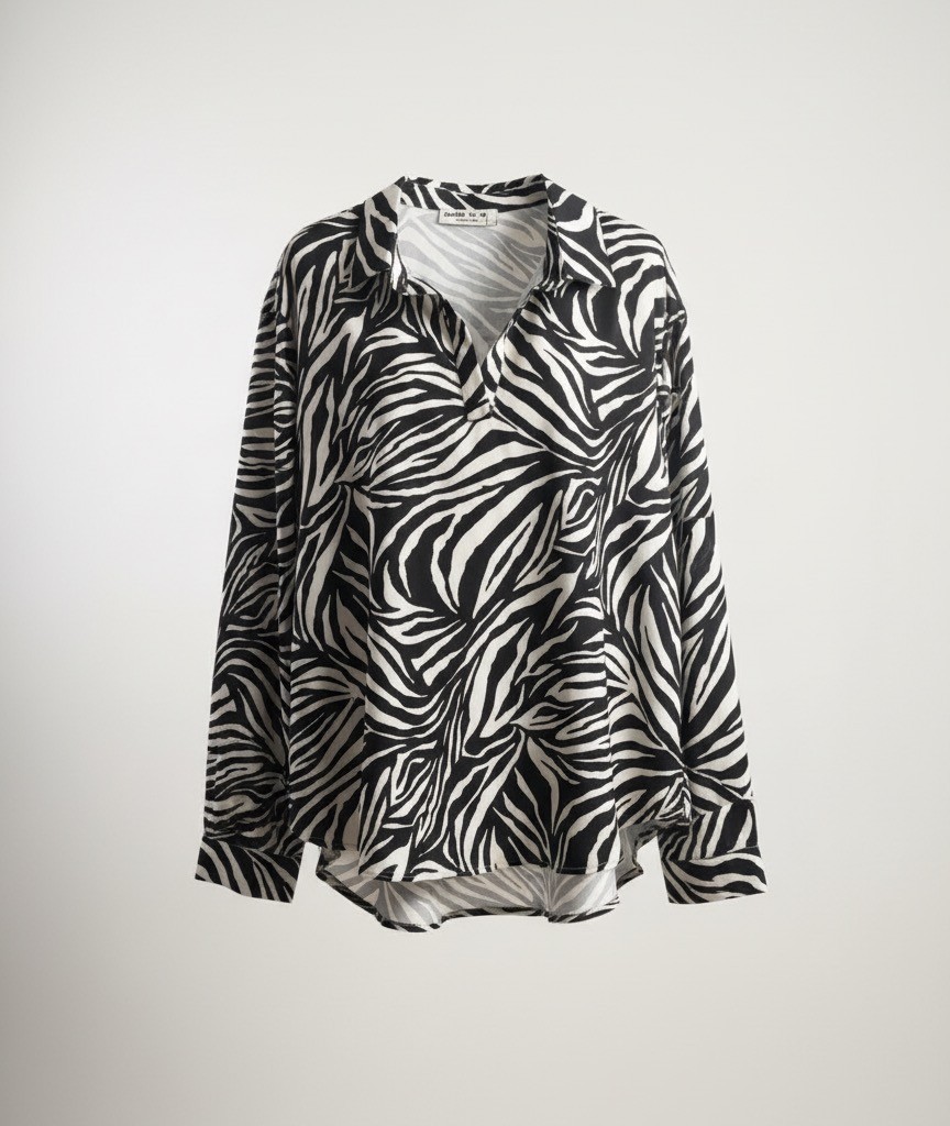 شومیز ساتن ابریشم طرح زبرا