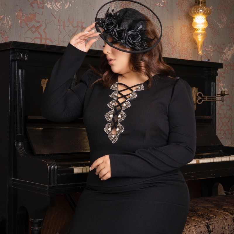 پیراهن مشکی مینی با دیتیل یقه