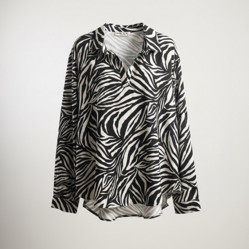 شومیز ساتن ابریشم طرح زبرا