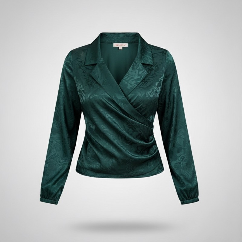 شومیز ساتن ژاکارد  سبز