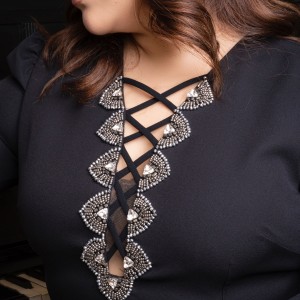 پیراهن مشکی مینی با دیتیل یقه