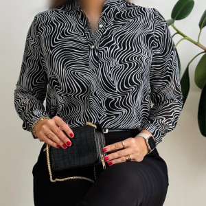 شومیز حریر طرح دار