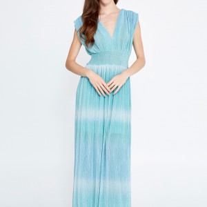 پیراهن mint blue پلیسه ای شاین دار