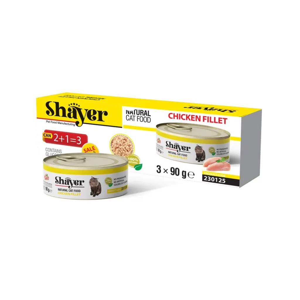 کنسرو گربه نچرال فیله مرغ پک 3 عددی (Natural) شایر 90گرمی
