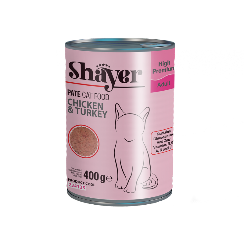 کنسرو گربه مرغ و بوقلمون پته ( Pate ) شایر 400 گرم