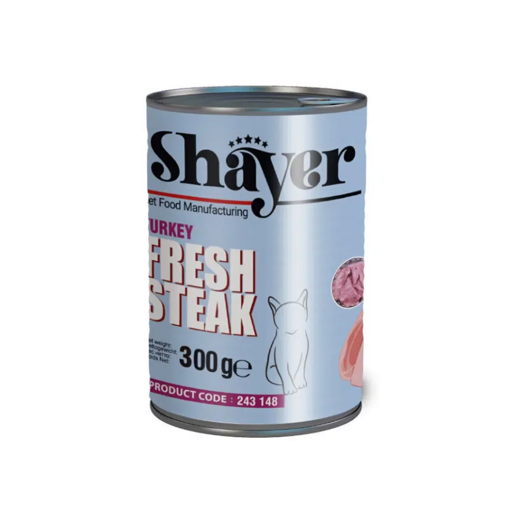 کنسرو گربه بوقلمون استیک (Fersh Steak) شایر 300 گرم