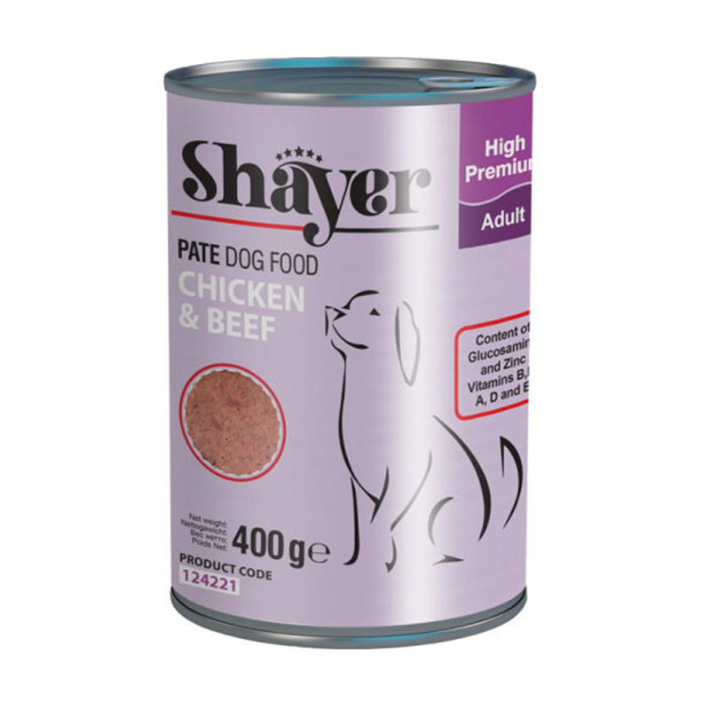 کنسرو سگ مرغ و گوشت قرمز پته شایر 400گرم