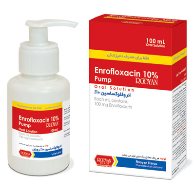 انرو فلوكساسين 10% رویان (پمپ)  Enrofloxacin 10% Rooyan