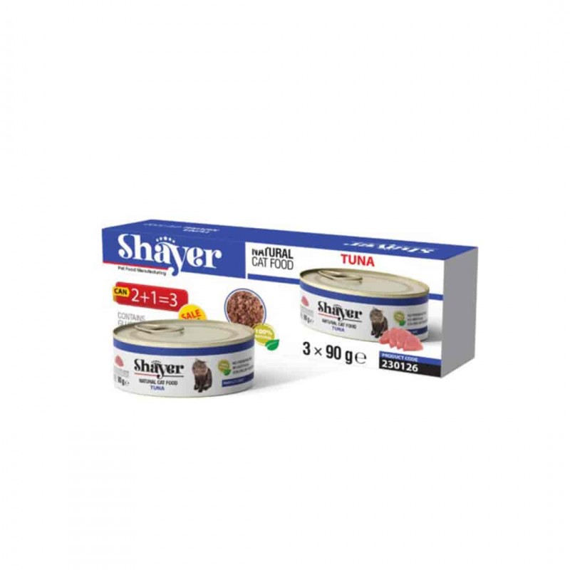 کنسرو گربه نچرال ماهی تن پک 3 عددی (Natural) شایر 90گرمی