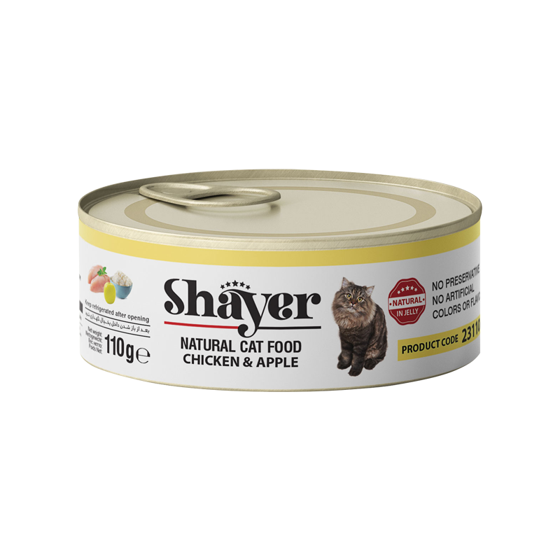 کنسرو گربه نچرال مرغ و سیب در ژله (Natural ) شایر 110گرمی