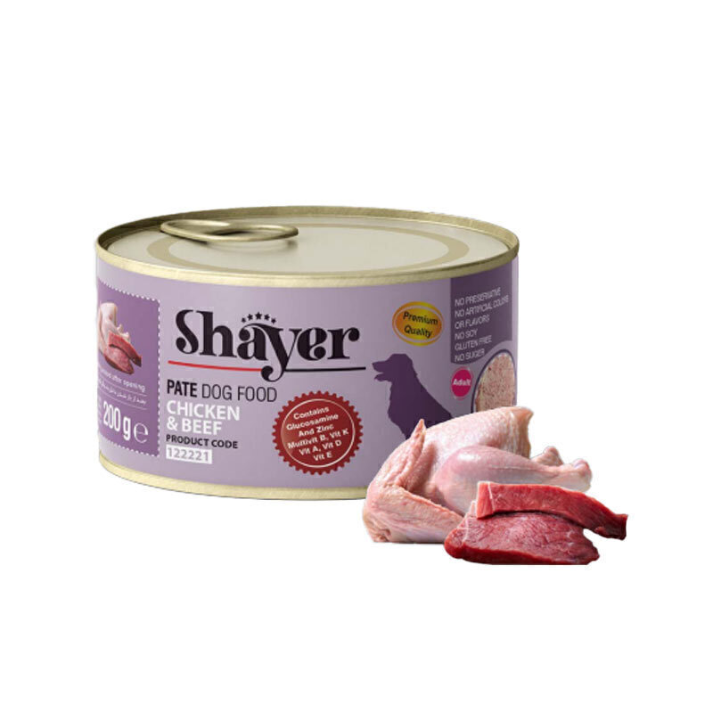 کنسرو سگ مرغ و گوشت قرمز  پته  شایر 200گرم